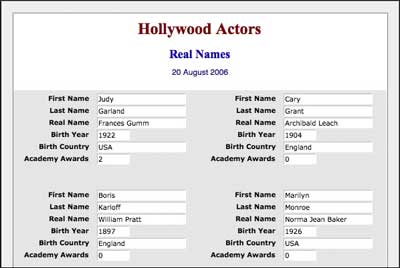 FileMaker Pro 10 Standard Form Layout